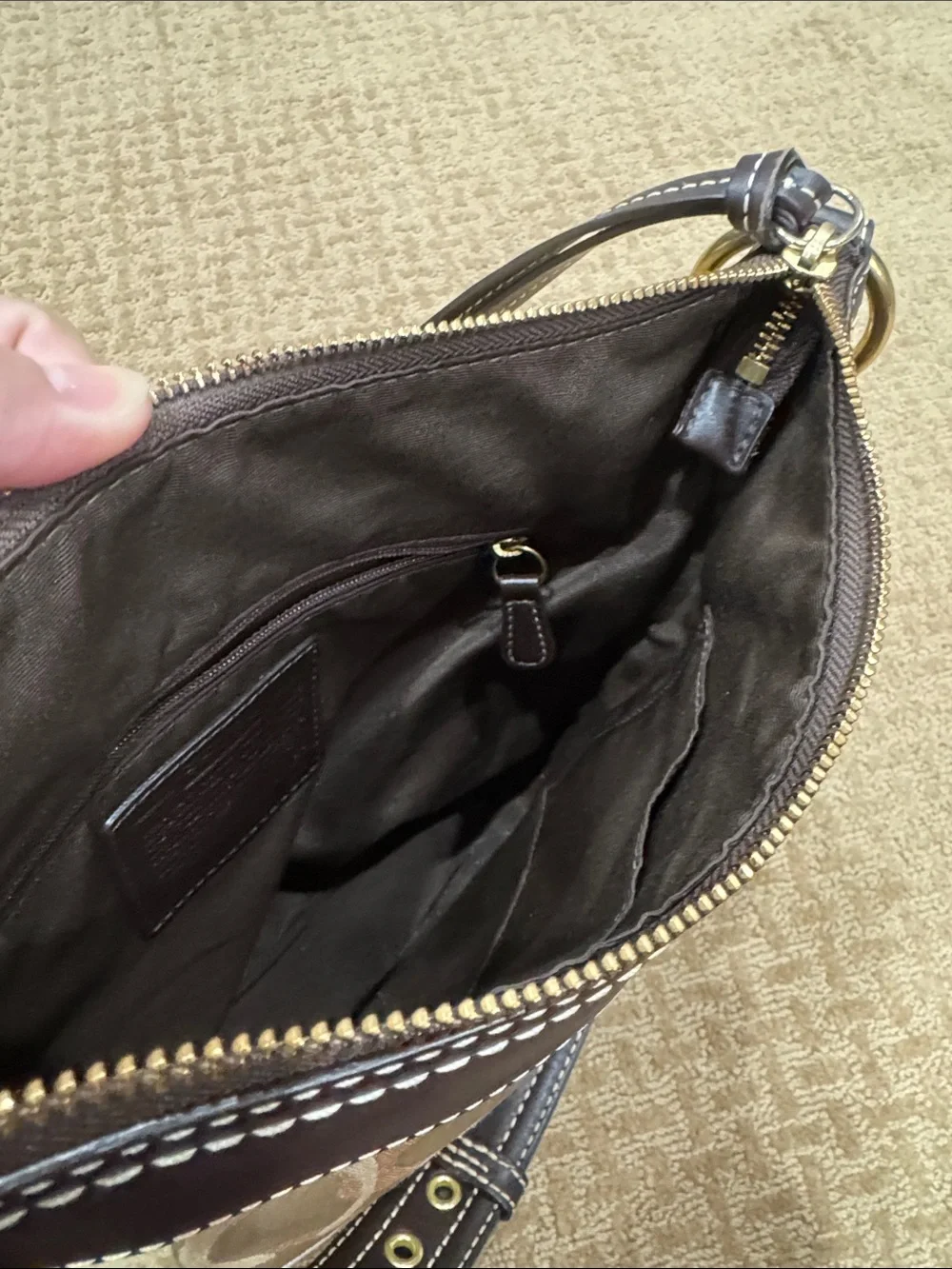 Coach Patchwork Crossbody in Gold, Brown and Tan - Picture 5 of 8